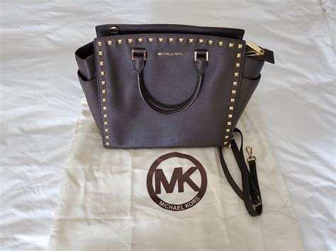 michael kors selma medium studded dark dune|NEW MICHAEL KORS SELMA STUD MEDIUM DARK DUNE .